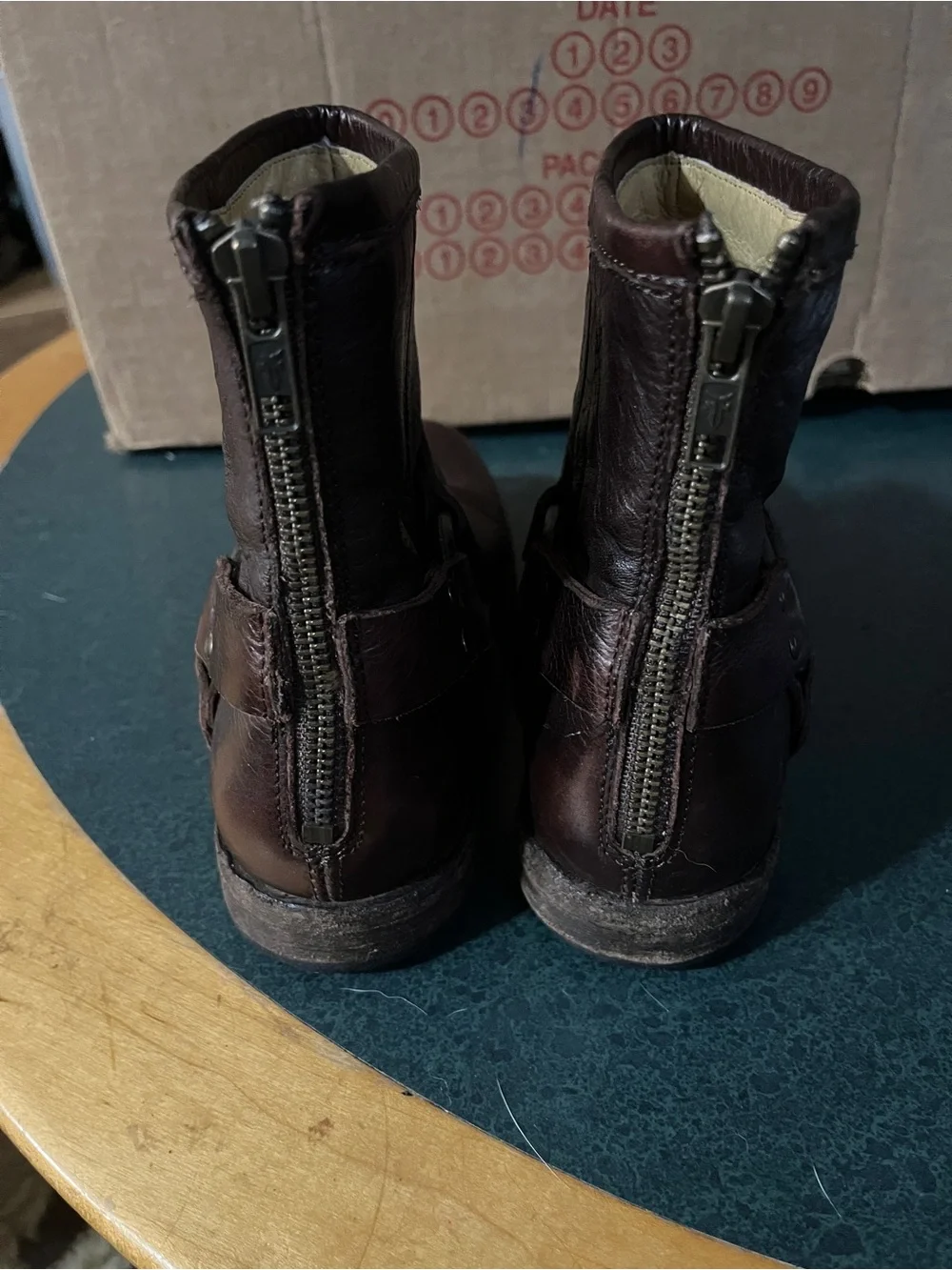 Vintage Frye Dark Brown Leather Harness Boots 6.5 B